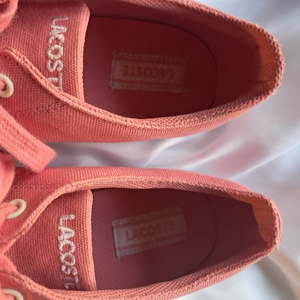 Lacoste Womens Pink Canvas Sneakers Sz 8 LIKE NEW! - Picture 7 of 14